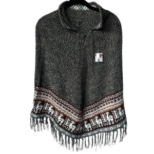 Peruvian Art Woman Poncho Cusquena Alpaca Wool Original from Peru NWT
